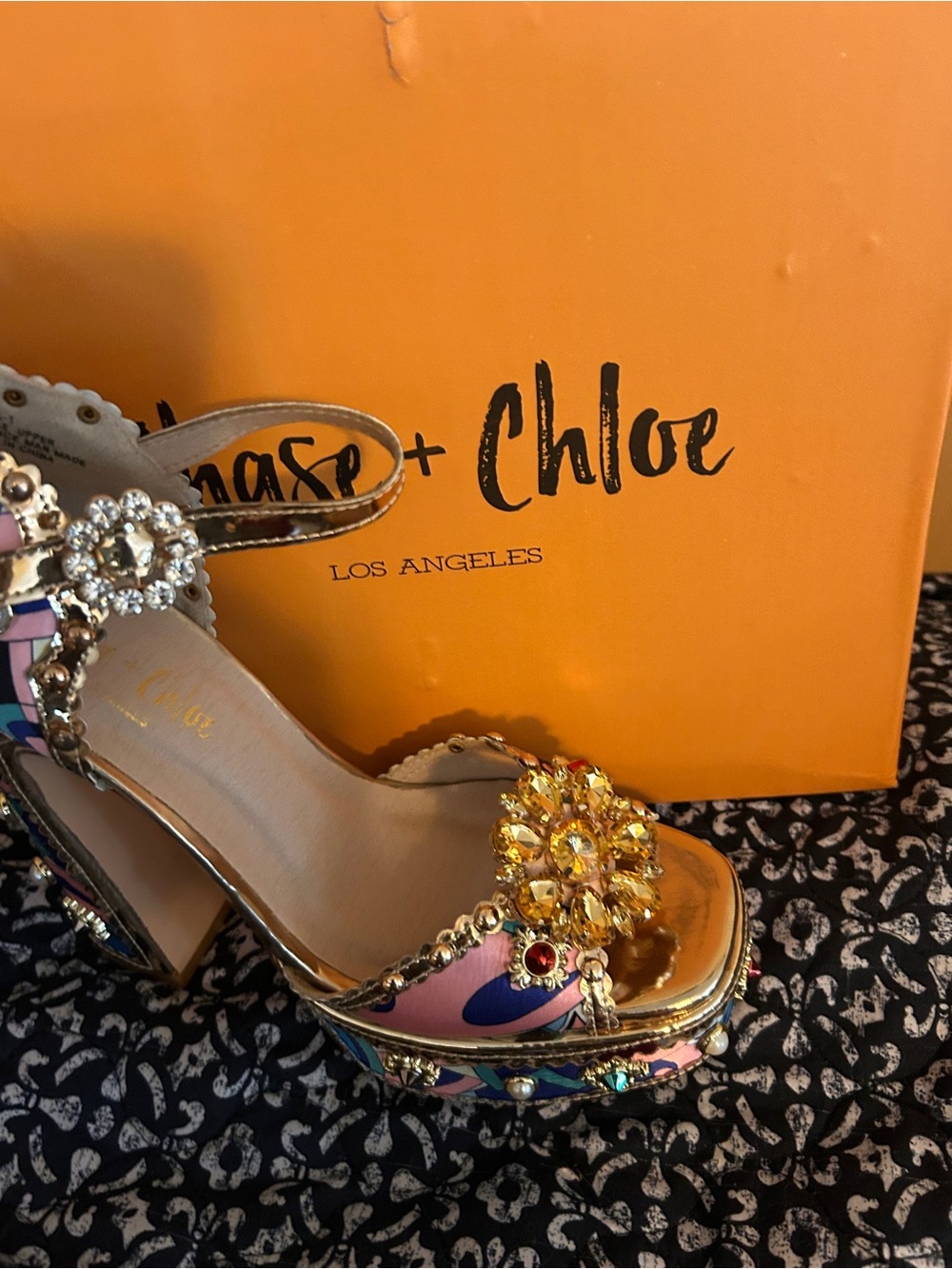 Chase + Chloe Embellished Platform Heels Barbiecore Statement Shoe NWT birthday - Picture 4 of 5